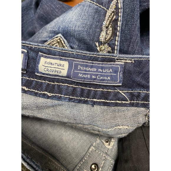 Miss me Signature cropped Junior Jeans pants embroidery pockets size 25 - Picture 10 of 12